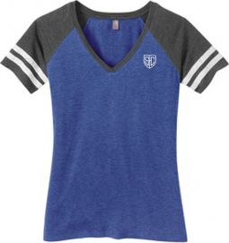 Ladies Game V-Neck Tee, Royal/Charcoal